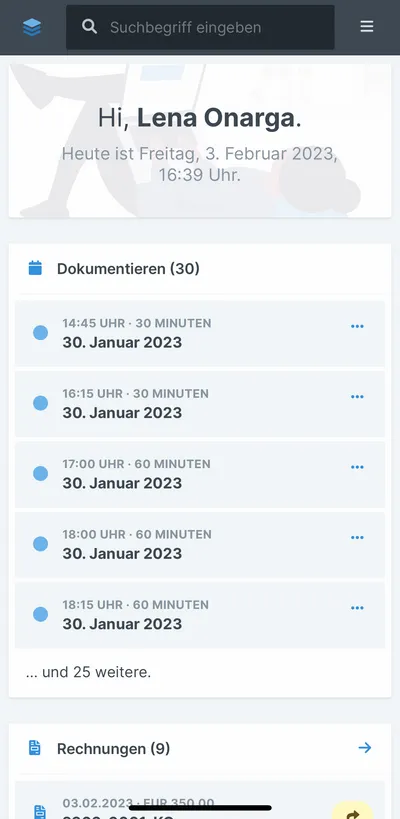 aelli Dashboard auf dem Smartphone
